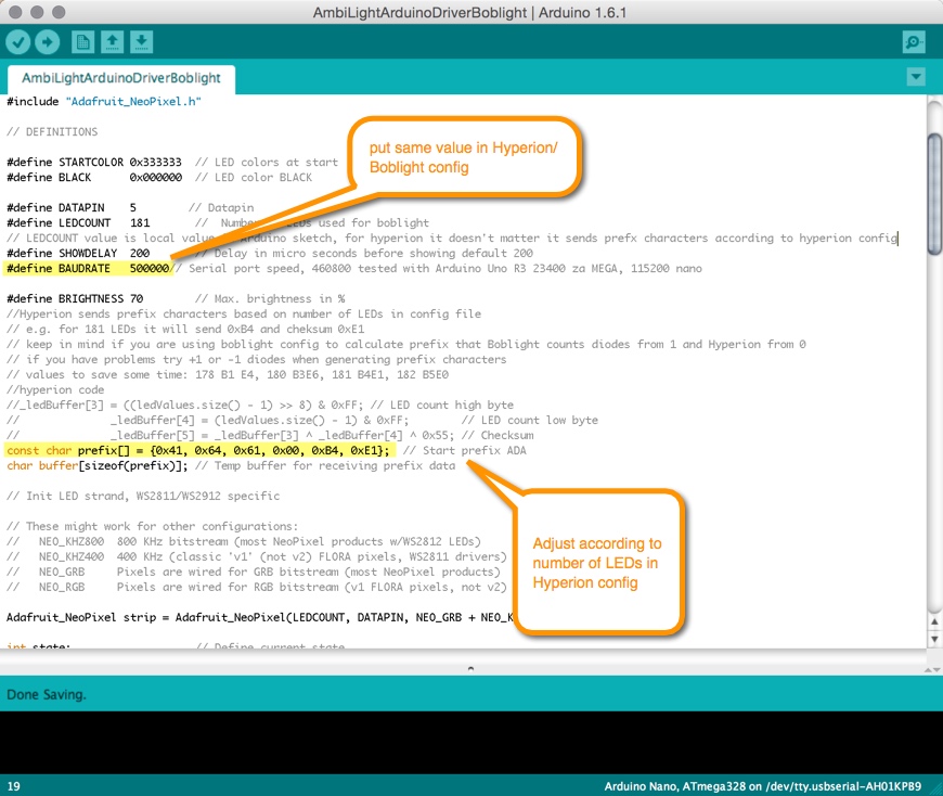 Arduino Adalight sketch