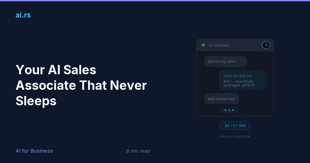 Your AI Sales Associate That Never Sleeps — ai.rs