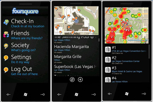 Windows Phone 7 Foursquare