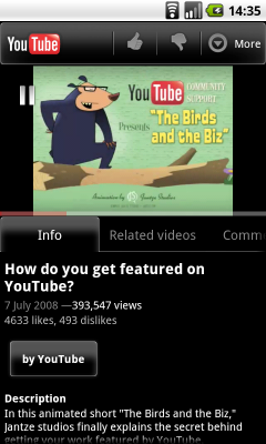 YouTube 2.1 for Android 2.2+