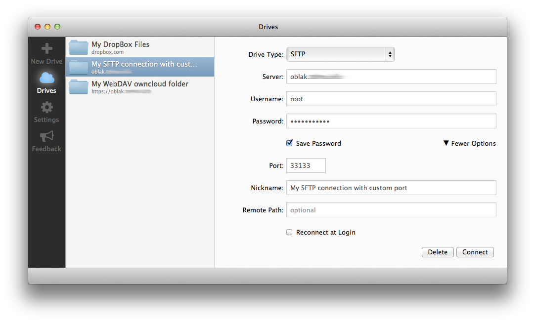 Expandrive custom port settings